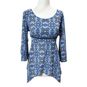 90s Y2K Fashion Bug Blue Tie Back Fairy Top Empire Waist Sharkbite Hem